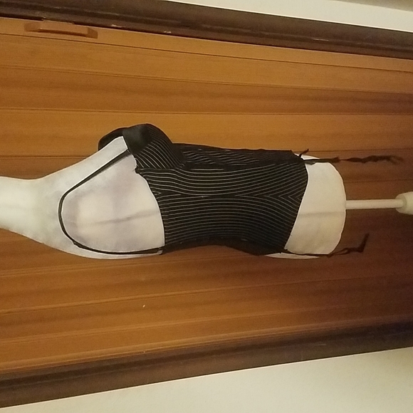 INTIMATE BASICS BLACK AND WHITE PIN STRIPE BUSTIER @ THONG - Picture 6 of 6